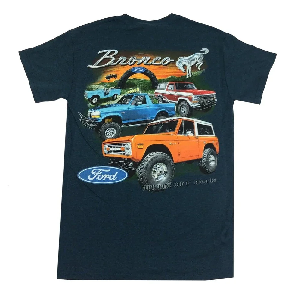 Bronco Large Cotton Ford T-Shirt Midnight Blue Adult Men's Women's Short Sleeve